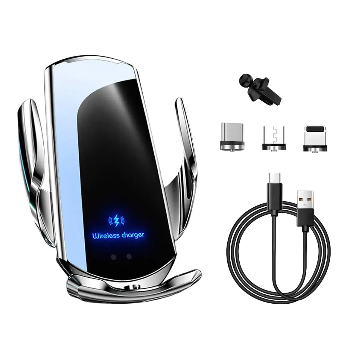 Ohleats Wireless Car Charger Mount 15W Automotive Electric Wireless Charger Holder Car Air Vent Mount Bracket Fast Charging for Most Smartphone Universal Car Accessories (Silver) MySuperGadgets