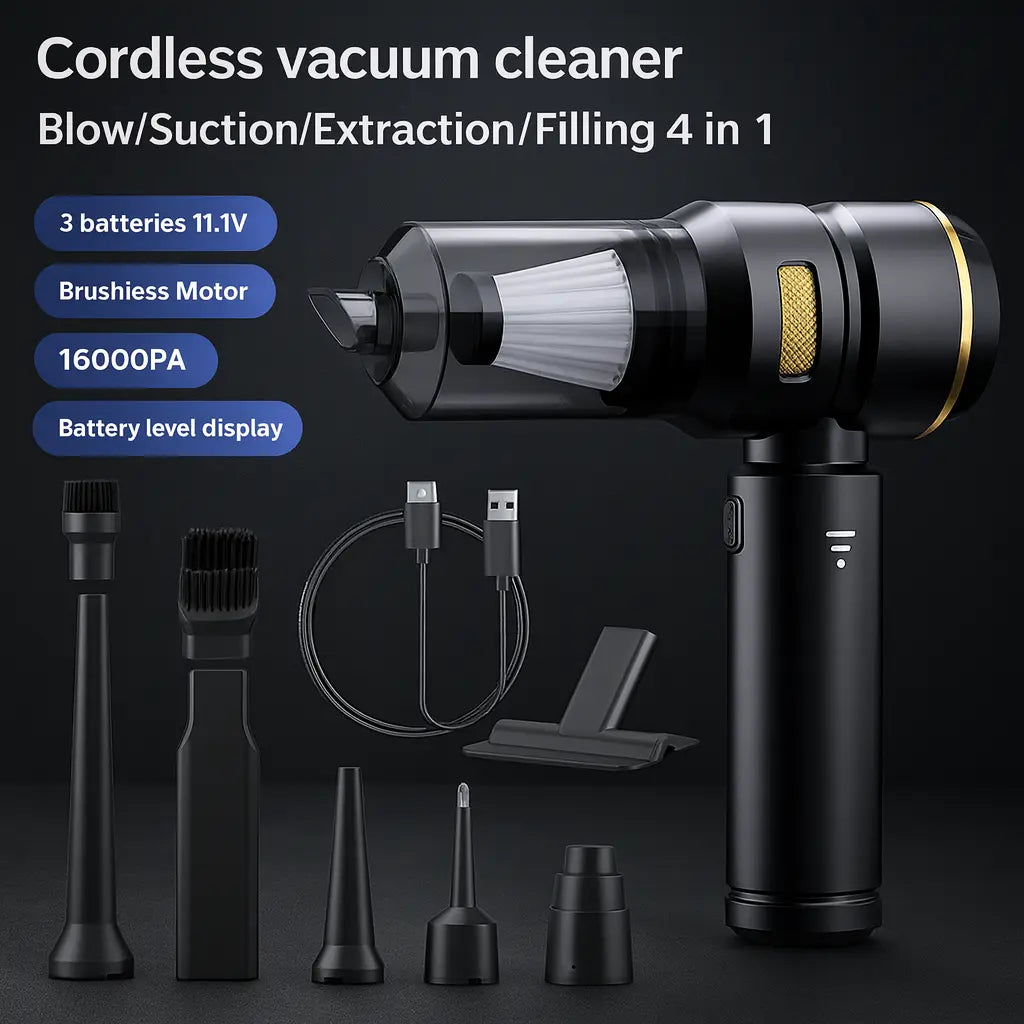 Draadloze Handstofzuiger met Zuig- én Blaasfunctie MySuperGadgets