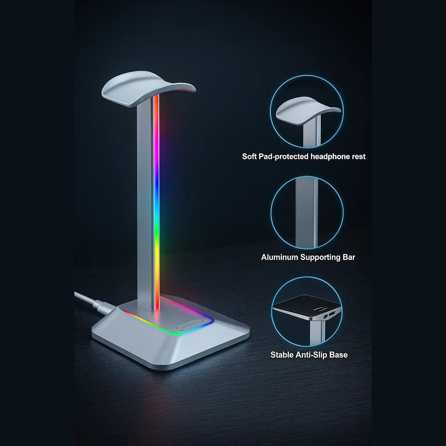 RGB Gaming Headset Stand – met Dual USB &amp; Stijlvol Design MySuperGadgets