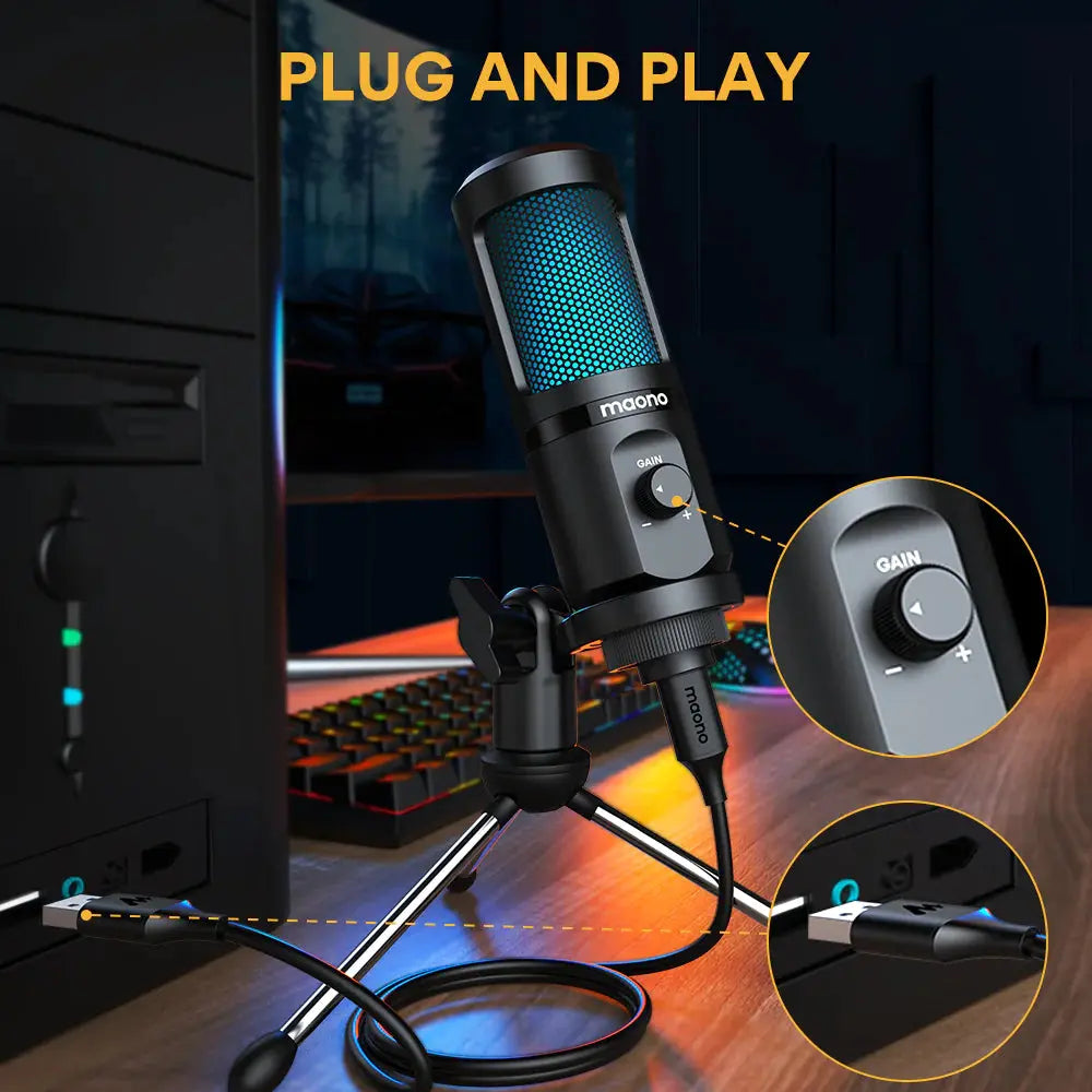 Gaming USB Desktop Condenser Microphone for Streaming MySuperGadgets